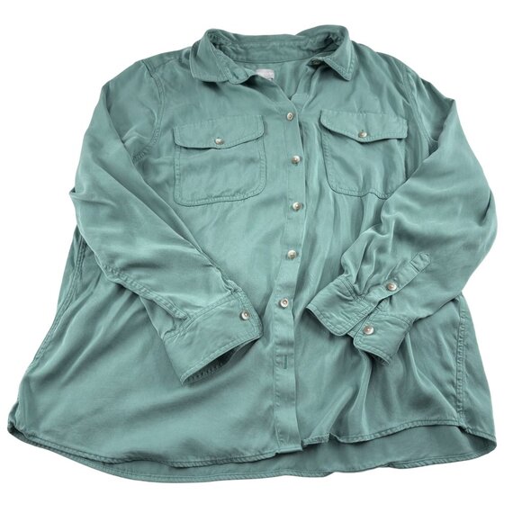 Chicos Womens Button-Down Shirt Size 3 XL Modal Light Green - Picture 1 of 6